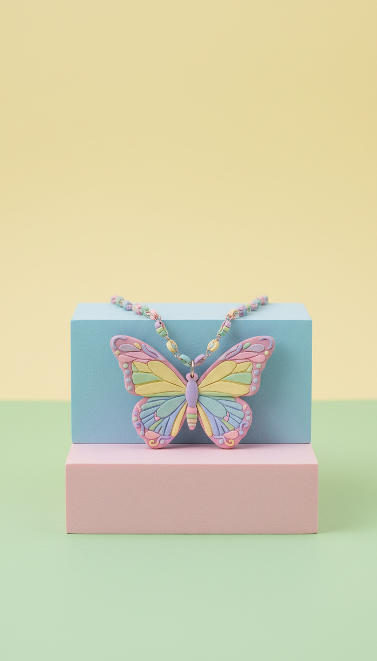 Kette mit Schmetterlingsanhänger aus Clay